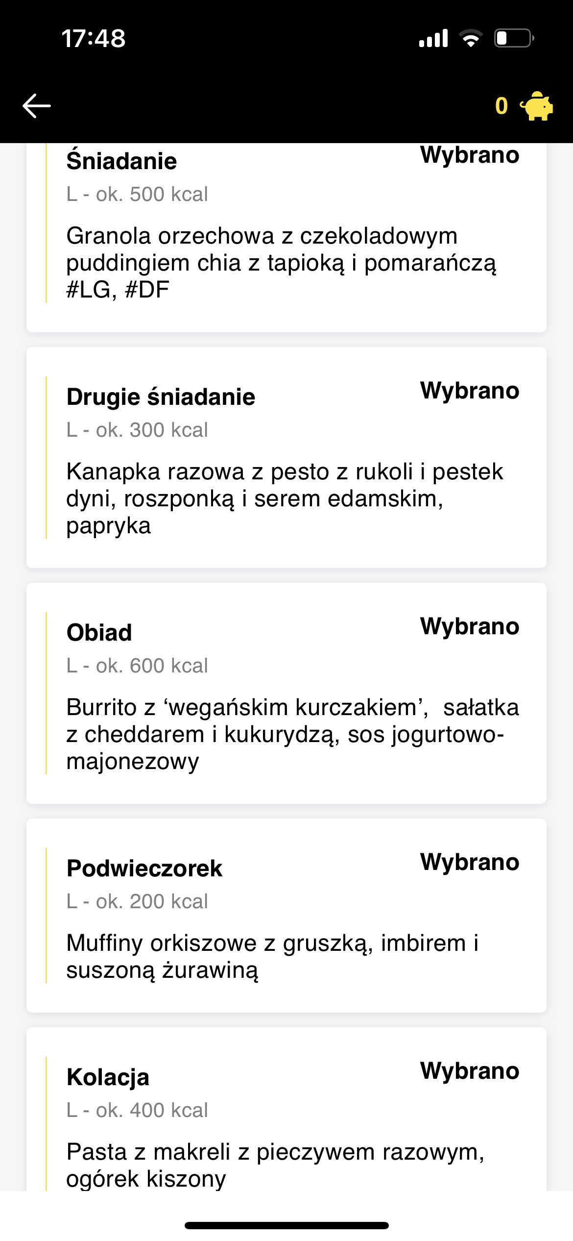 wybór menu dieta pudełkowa